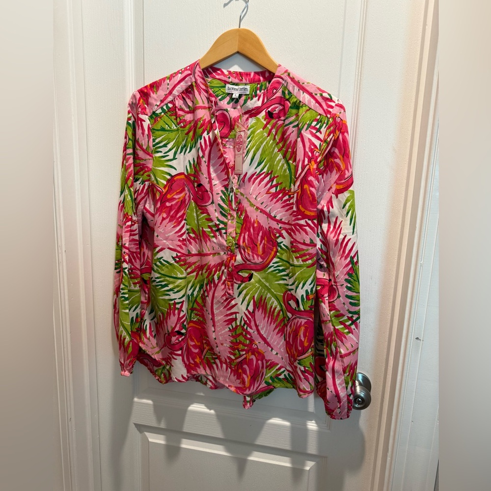 NWT Buckhead Betties Flamingo Shirt size L - Picture 2 of 11